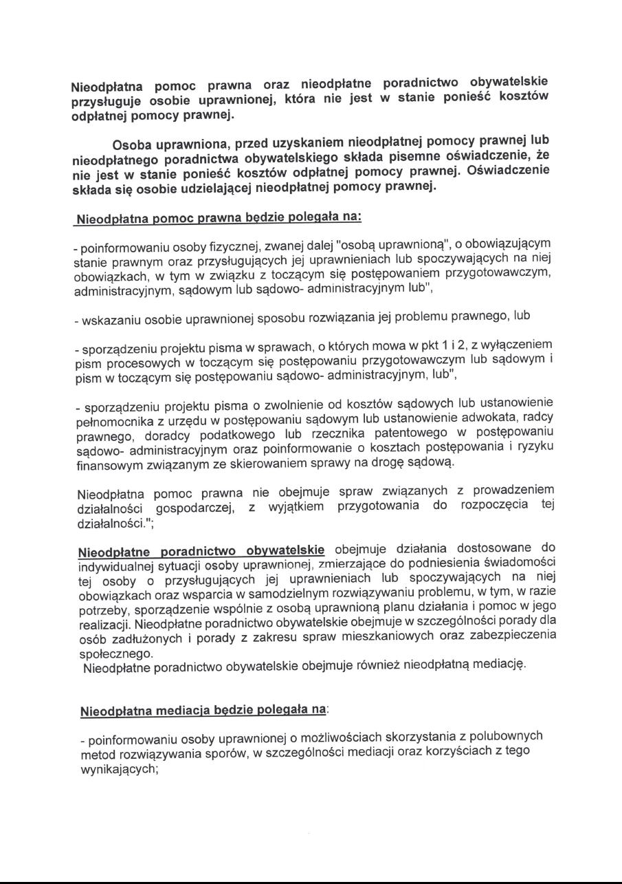 Informacja o nieodpłatnej pomocy prawnej sztr. 1