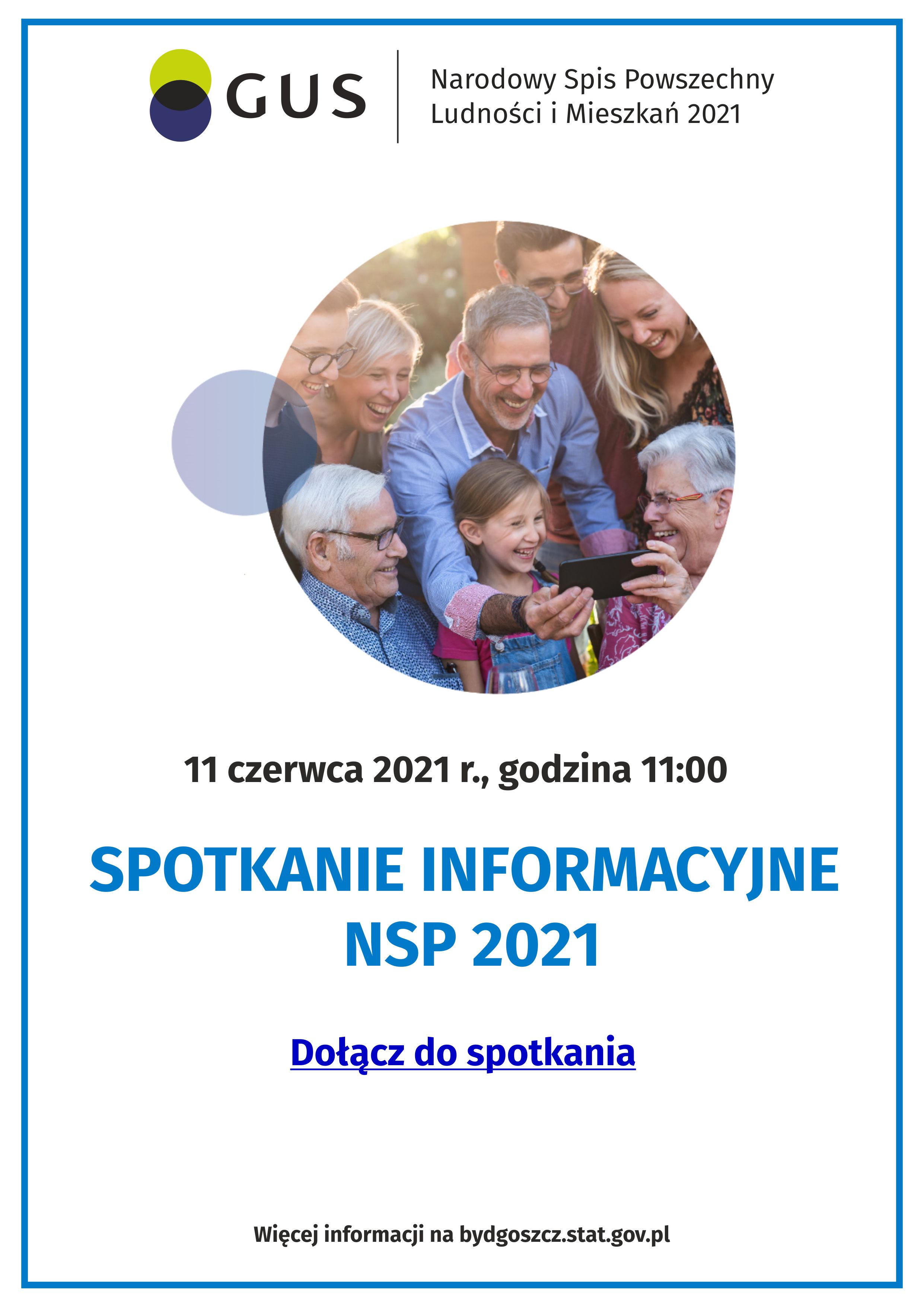 Plakat z informacją o spotkaniu on-line nt. NSP
