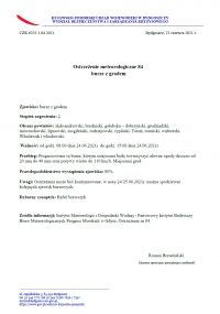 Ostrzeżenie meteorologiczne, informujące o burzach z gradem