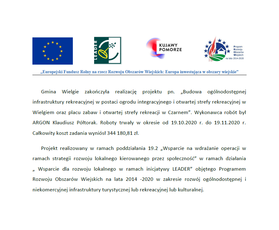 Informacja dotycząca zakończenia realizacji projektu