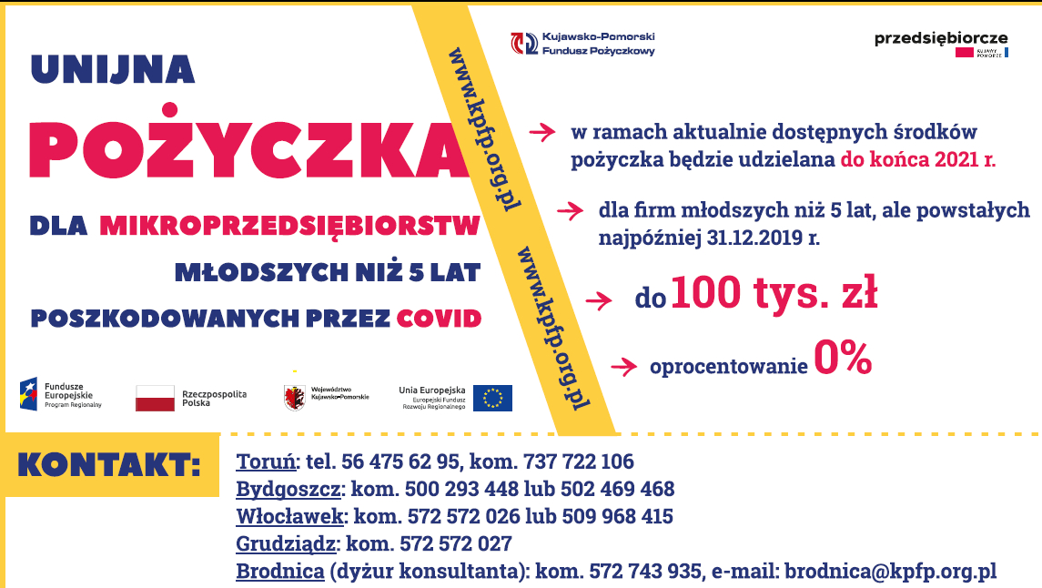Plakat z informacją o pożyczkach dla mikroprzedsiębiorstw