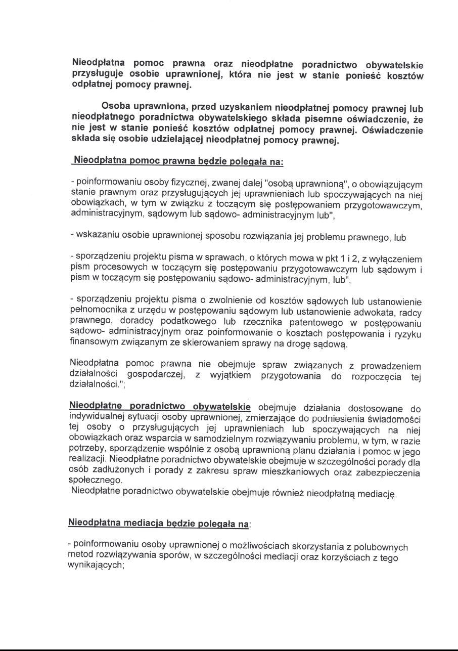 Informacja dotycząca nieodpłatnej pomocy prawnej oraz nieodpłatnego poradnictwa obywatelskiego str. 2