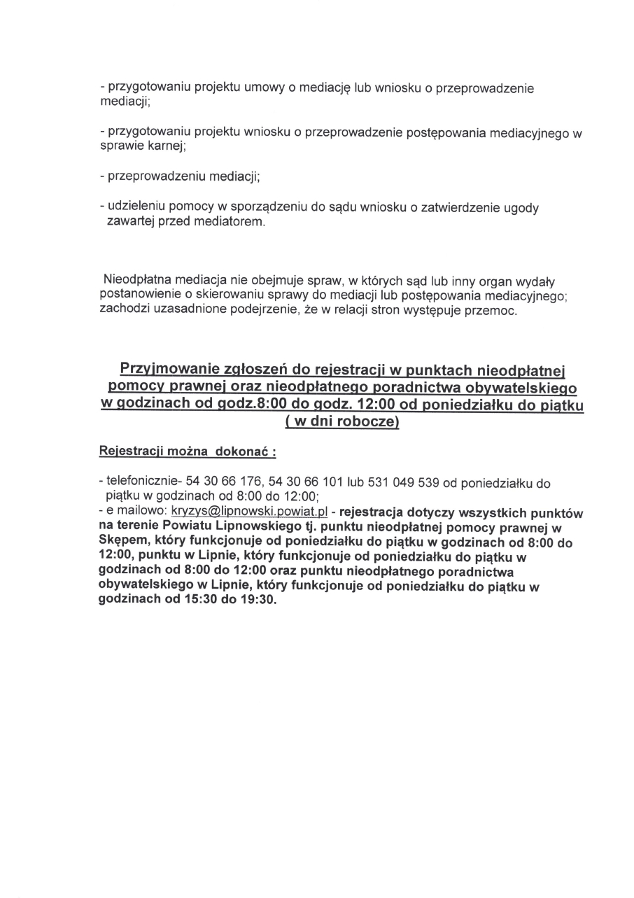 Informacja dotycząca nieodpłatnej pomocy prawnej oraz nieodpłatnego poradnictwa obywatelskiego str. 3
