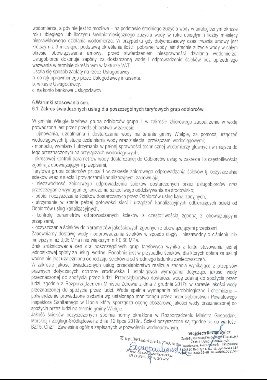 Decyzja Wód Polskich zatwierdzająca taryfę za zbiorowe zaopatrzenie w wodę i odprowadzenie ścieków str. 7