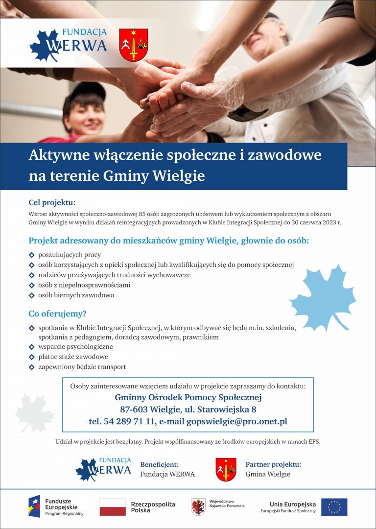 Aktywne włączenie społecznie i zawodowe na terenie Gminy Wielgie