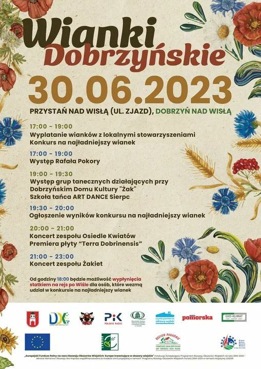 Plakat z informacją o imprezie pt. "Wianki Dobrzyńskie"