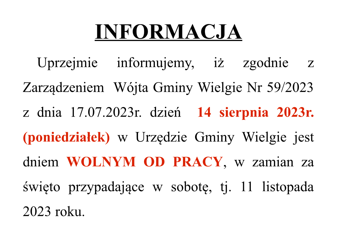 dzień wolny 14-08-2023