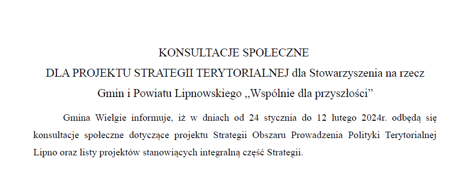 Informacja o konsultacjach społecznych