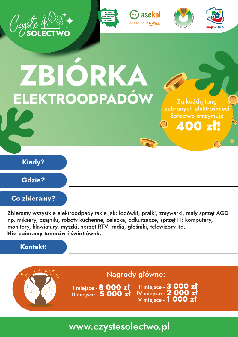 Plakat z informacją o konkursie "Czyste Sołectwo 2024"