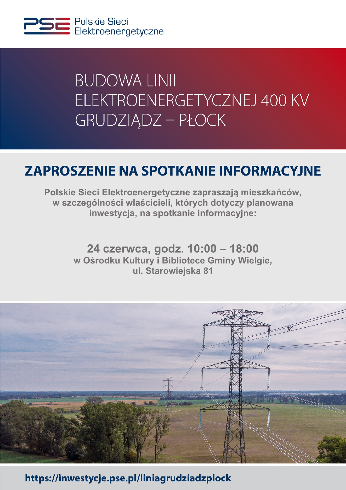 U góry logo Polskich Sieci Elektroenergatycznych a poniżej na szarym tle informacja o spotkaniu