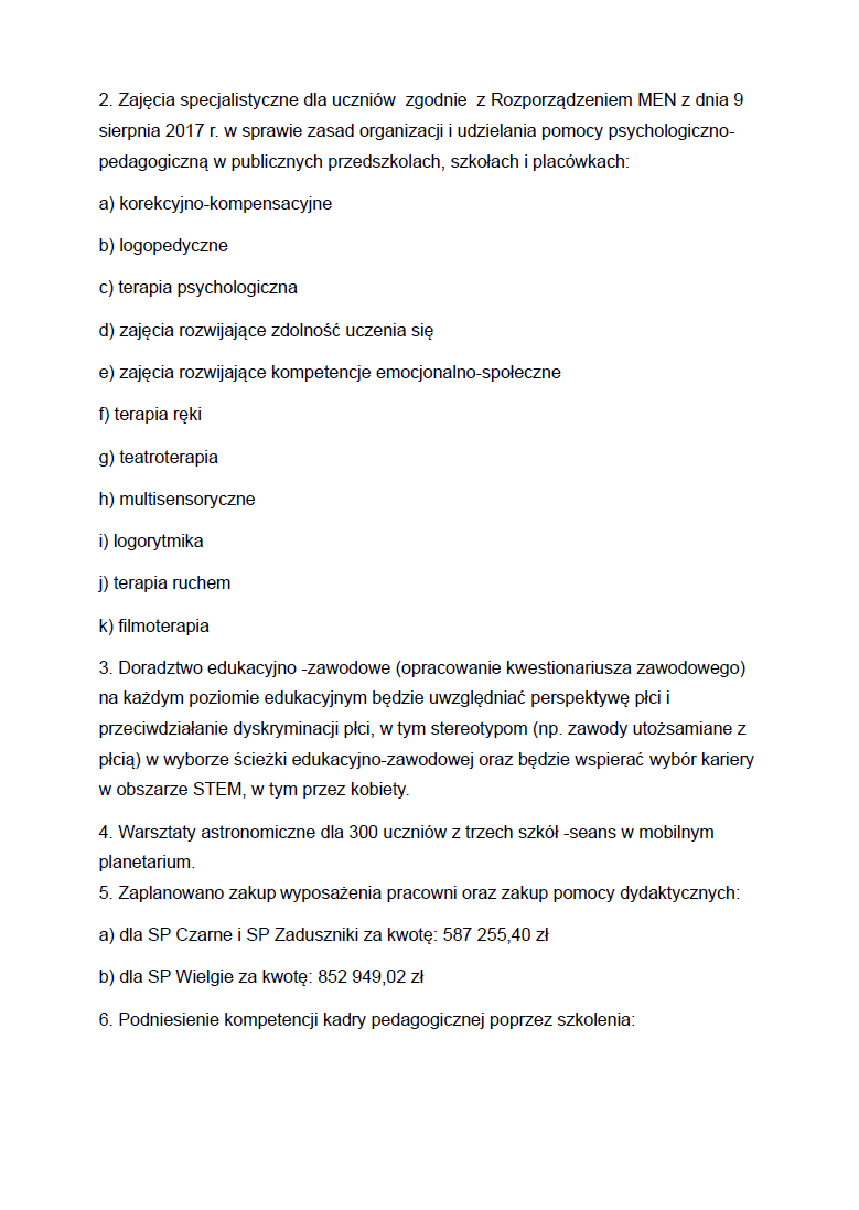 Informacja dotycząca projektu "Kształcenie ogólne w placówkach oświatowych na terenie gminy Wielgie" - str. 2
