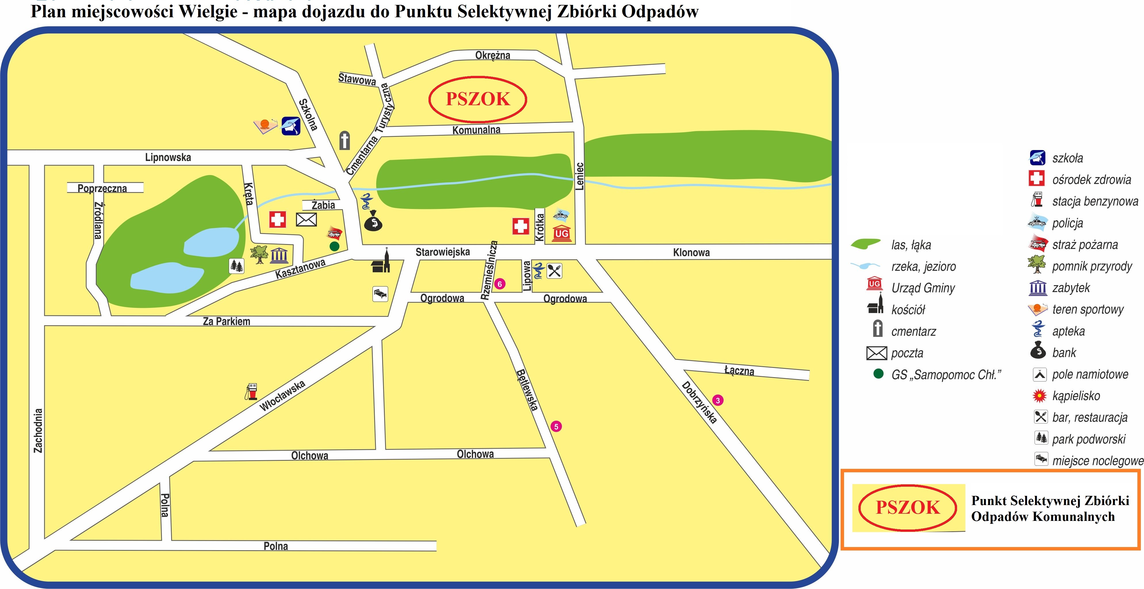 Mapa dojazdu do Punktu Selektywnej Zbiórki Odpadów Komunalnych (PSZOK)
