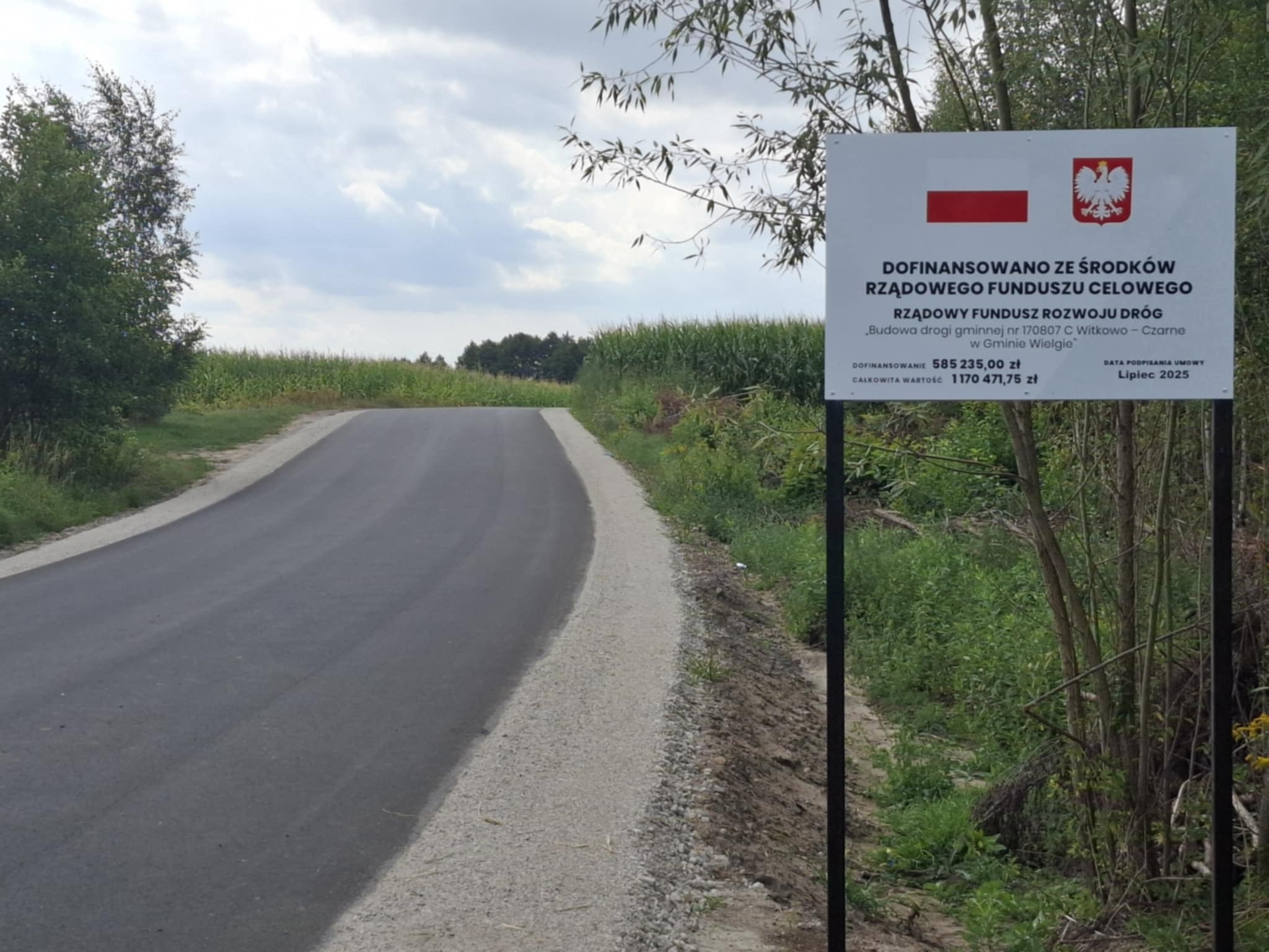 Budowa drogi gminnej nr 170807C Witkowo – Czarne w Gminie Wielgie