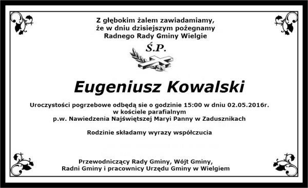 Kondolencje dla Eugeniusza Kowalskiego