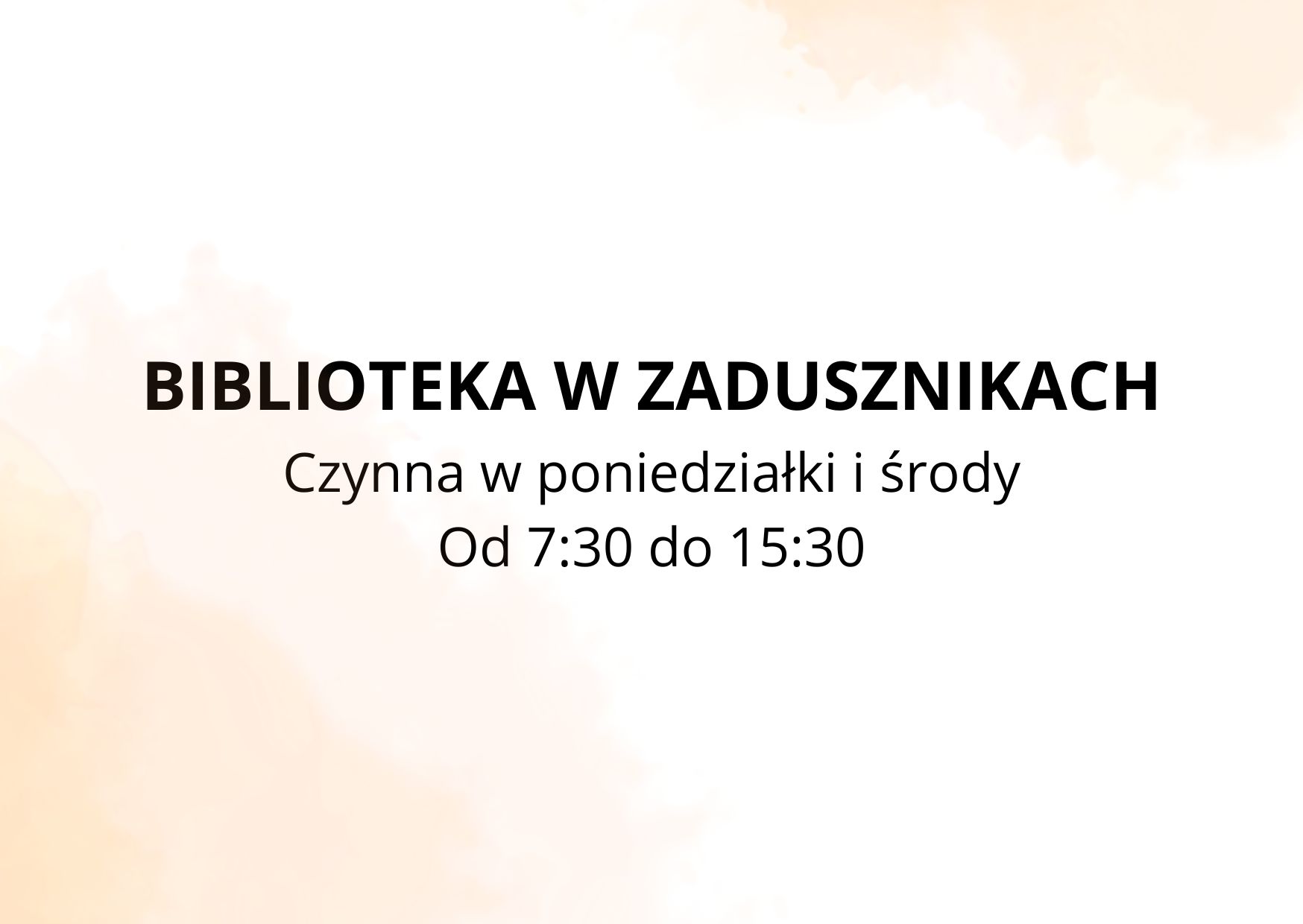 Zmiana dni pracy w bibliotece w Zadusznikach